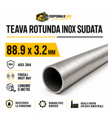 Teava rotunda inox sudata AISI 304, 88.9 x 3.2 mm, 6 metri Teava rotunda inox sudata AISI 304, 88.9 x 3.2 mm, 6 metri